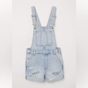H&M Denim Overall Shorts, Size 4